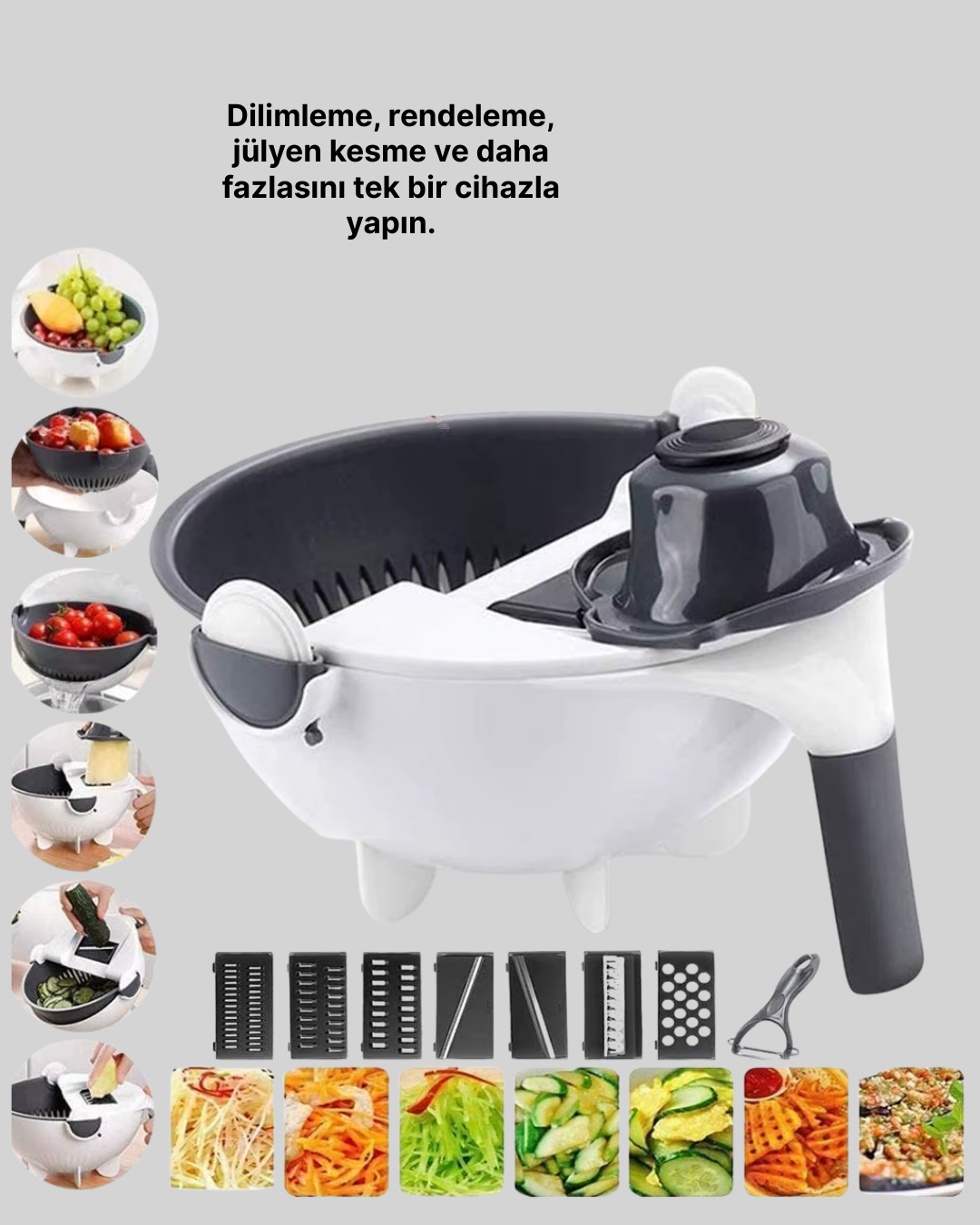 Mutfak İçin Pratik 5 Bıçaklı Rende ve Süzgeç Seti