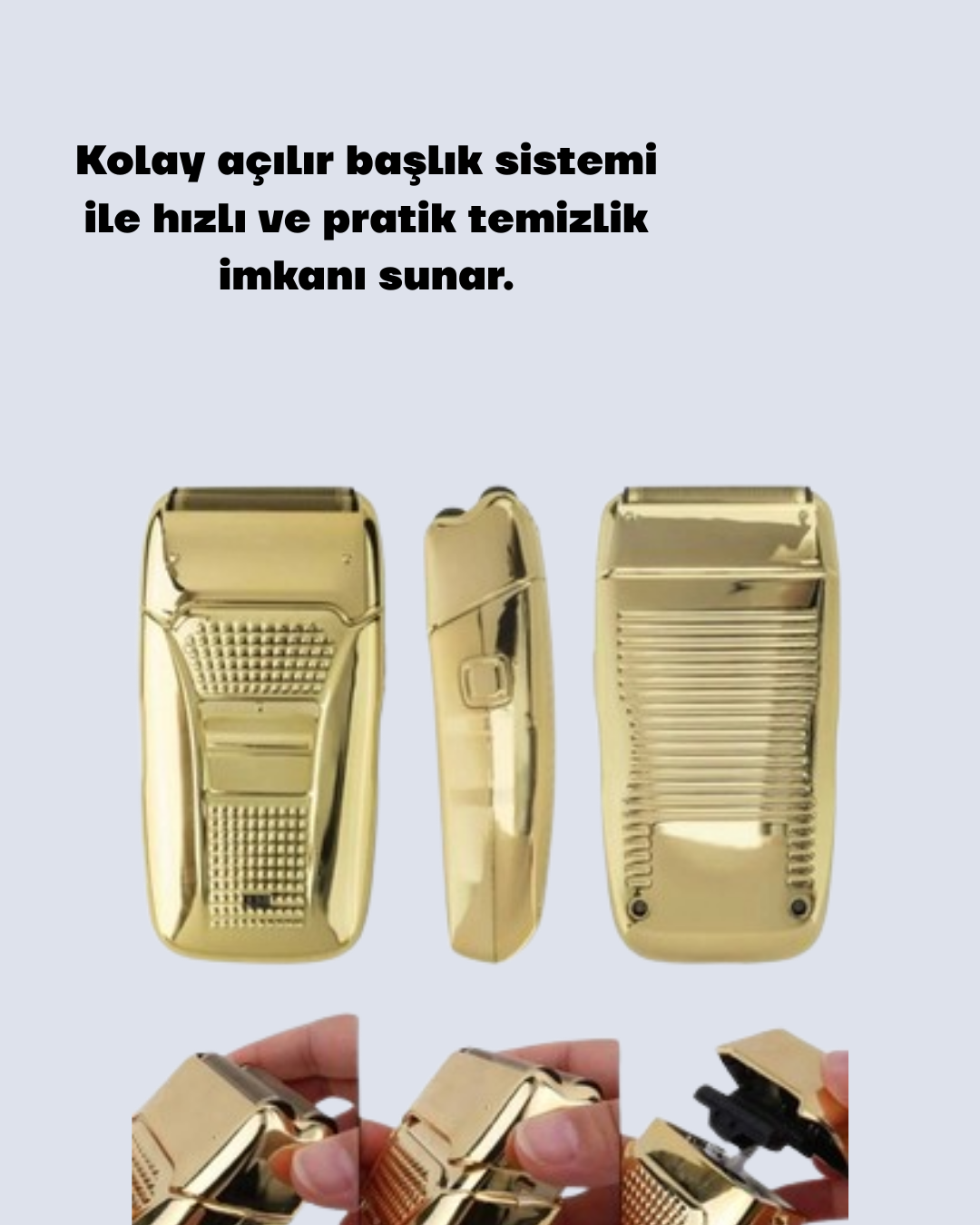 Altın Renk Kablolu Sakal Tıraş Makinesi Çelik Bıçaklı 3W Motor