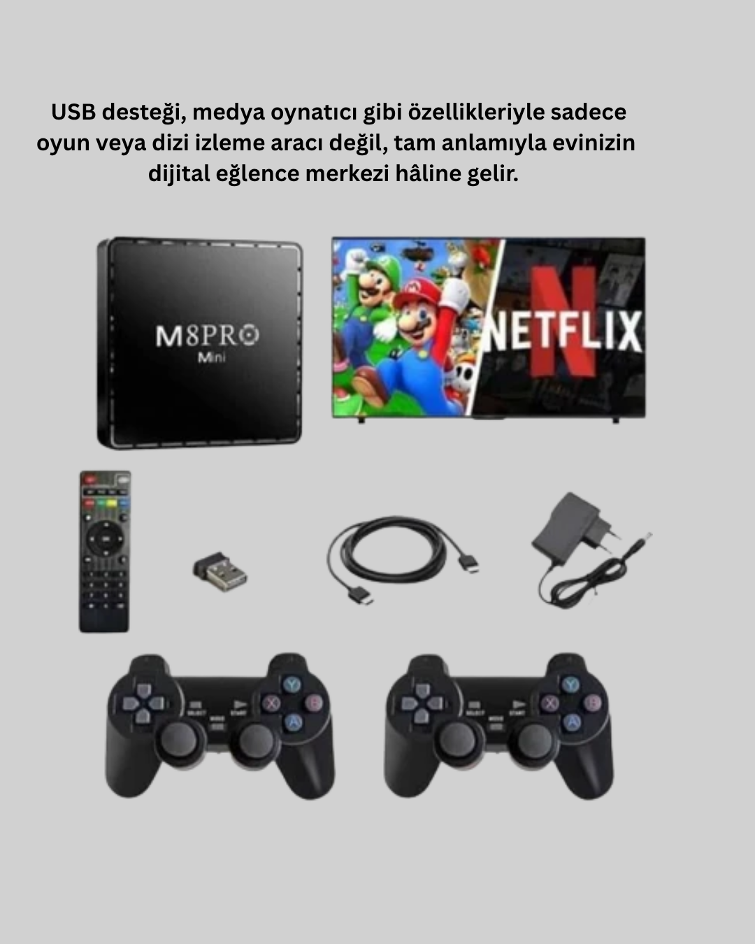 M8Pro 2GB RAM + 64GB Retro Oyunlu TV Box