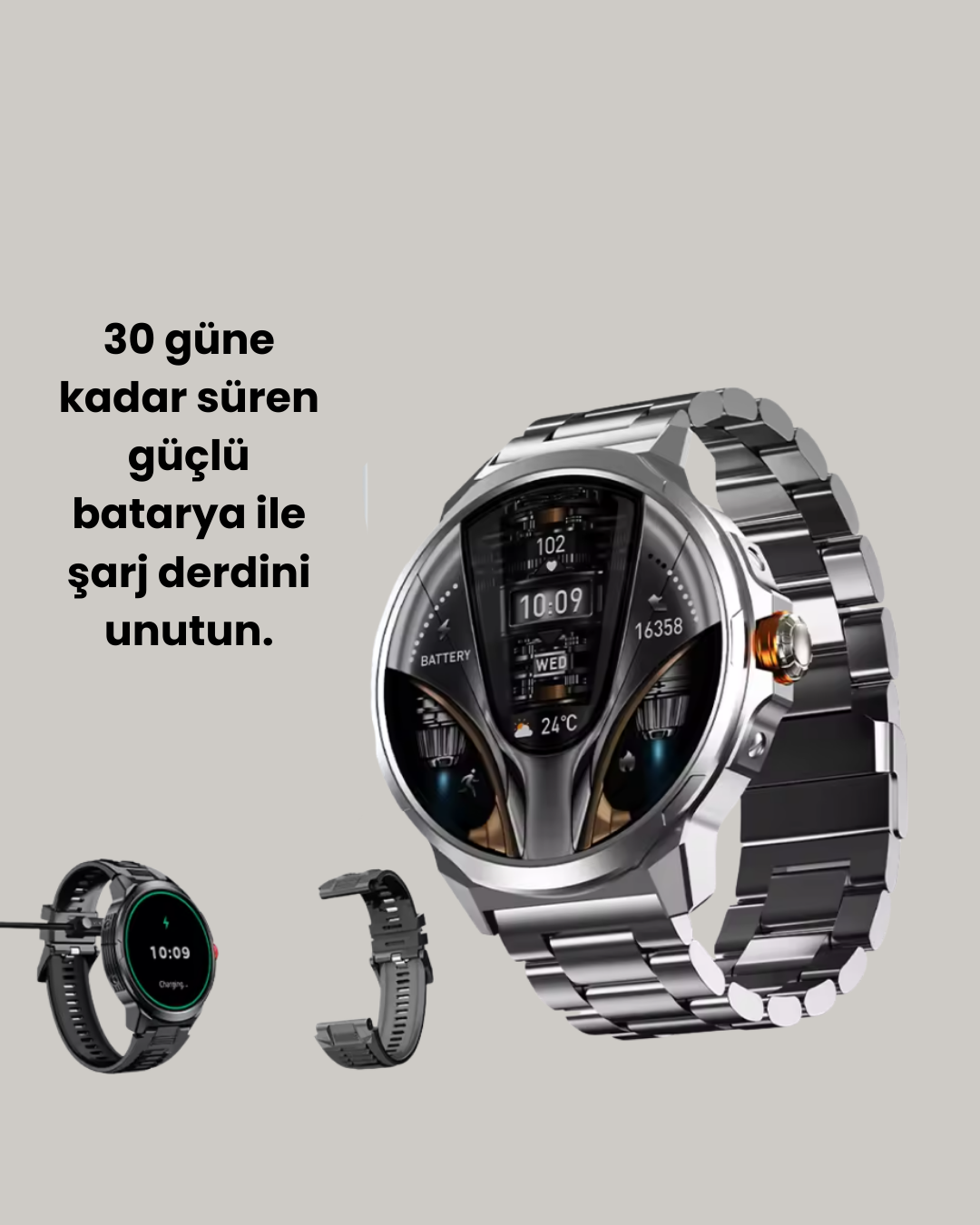 SW80 Akıllı Saat 1.93″ Ultra HD Ekran 700 mAh Batarya 3 Kordon Yeni Nesil