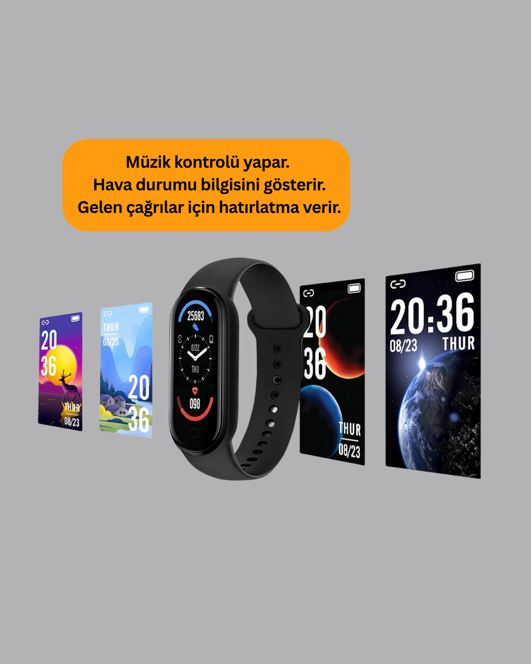 TPU ve Silikon Kordonlu Akıllı Bileklik – 20 Gün Bekleme Süresi Yeni Nesil