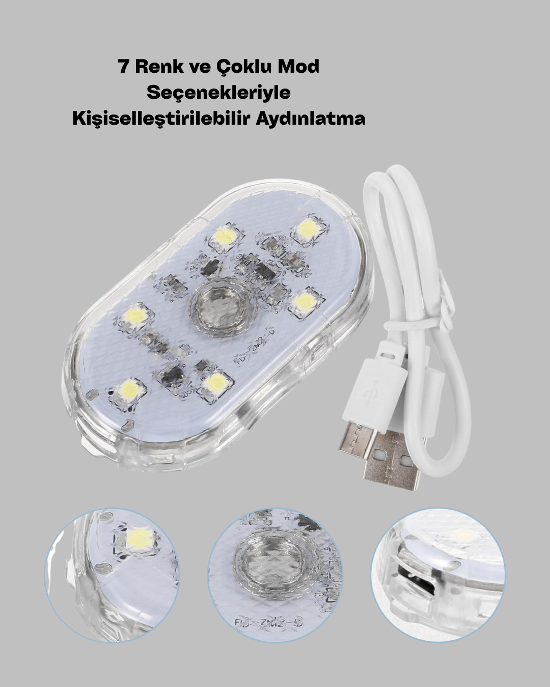 7 Renk Modlu Dokunmatik Sensörlü Mini LED Araç İçi Lamba