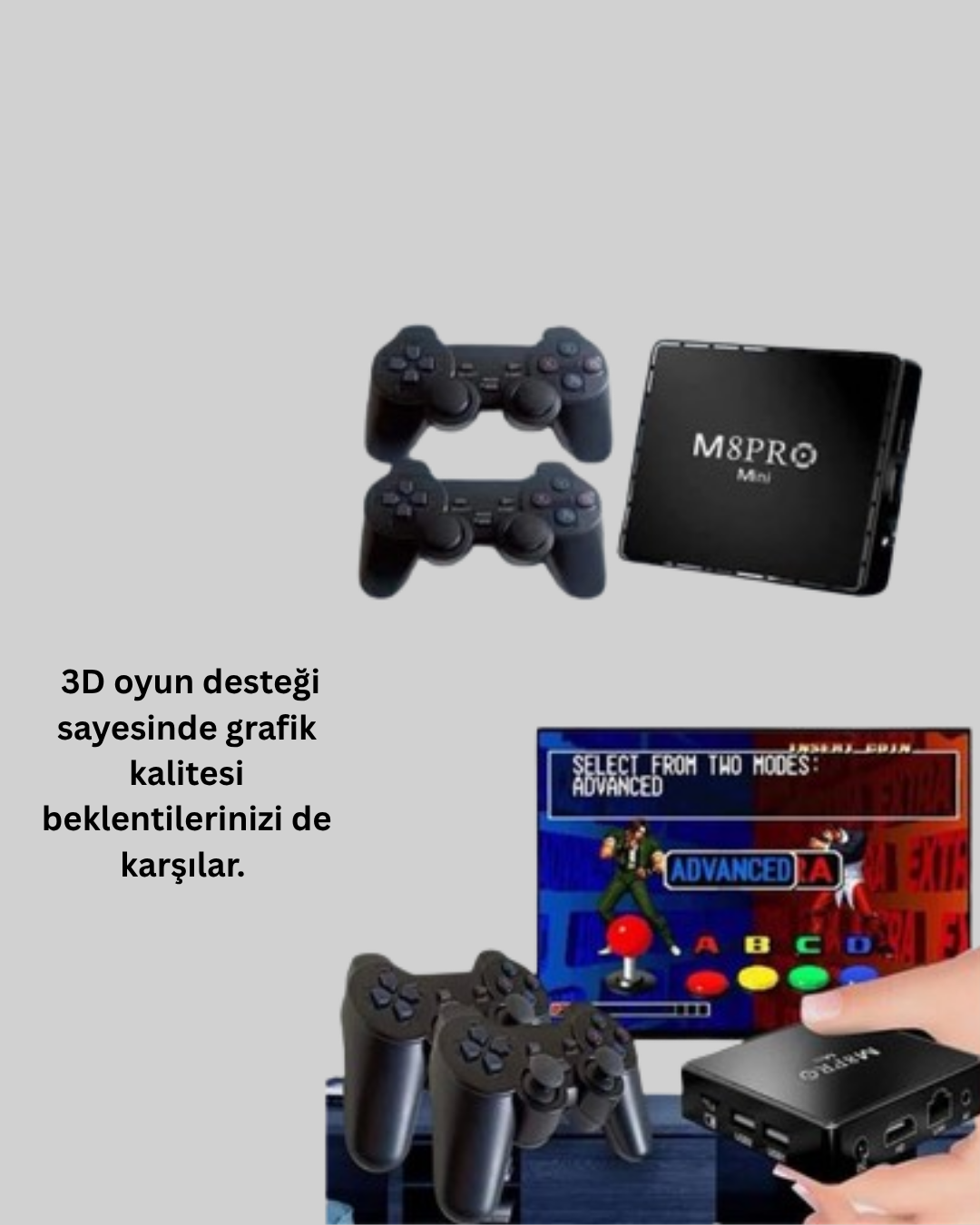 M8Pro 2GB RAM + 64GB Retro Oyunlu TV Box