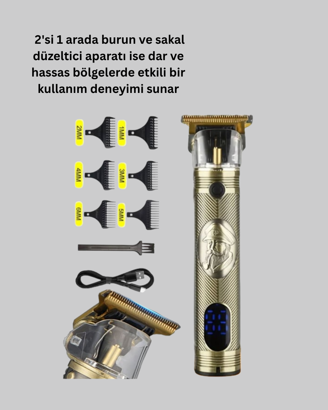 Burun ve Kulak İçin 2’si 1 Arada Tıraş Başlıklı Cihaz