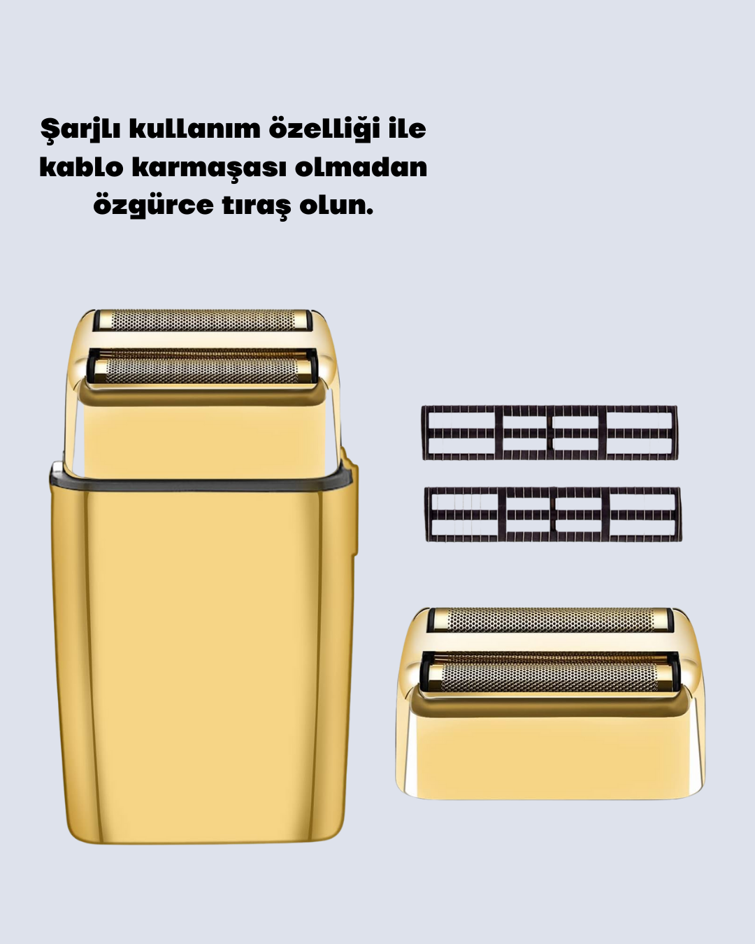 Altın Renk Kablolu Sakal Tıraş Makinesi Çelik Bıçaklı 3W Motor