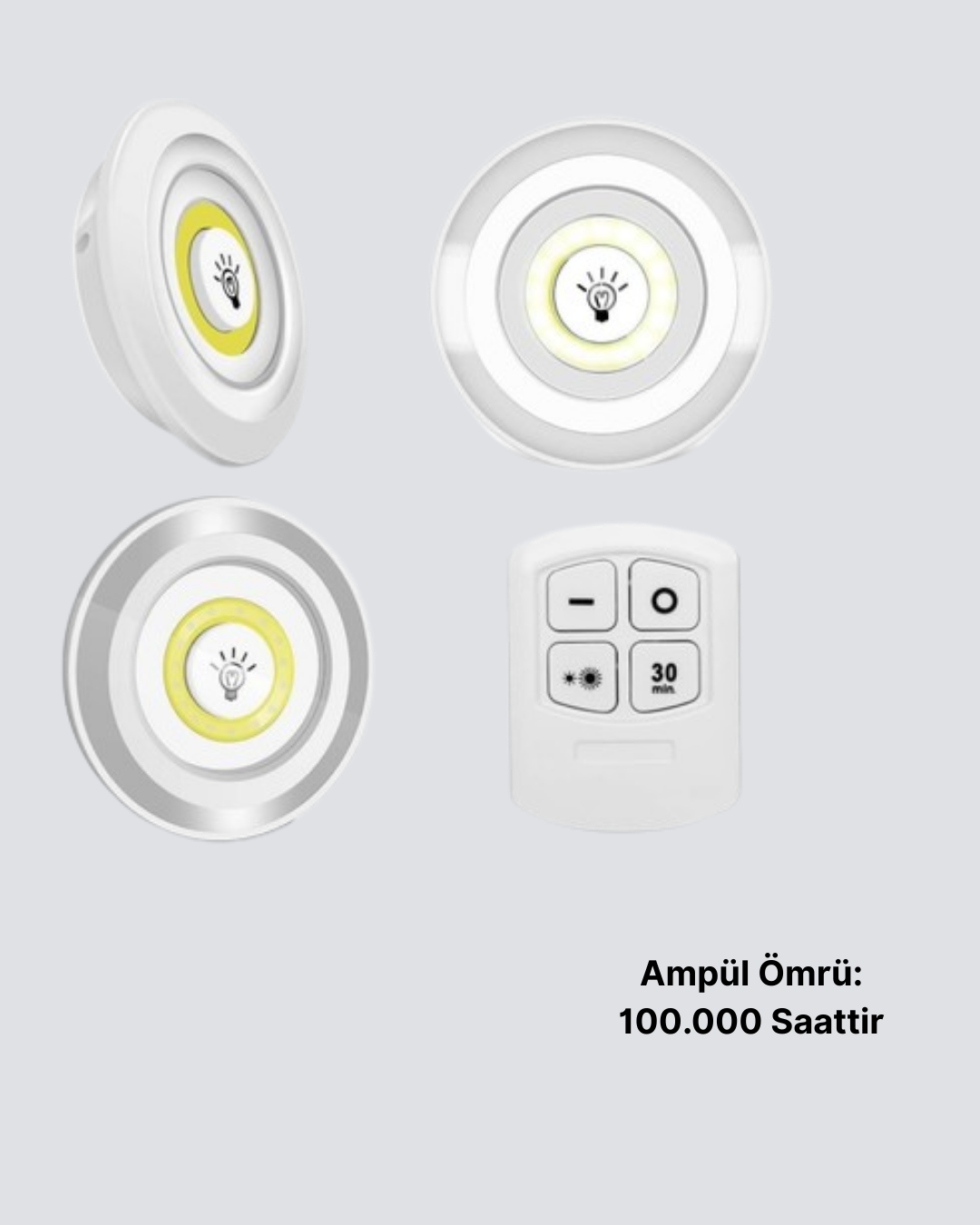 Kablosuz Gün Işığı 3’lü LED Spot Lamba Kumandalı