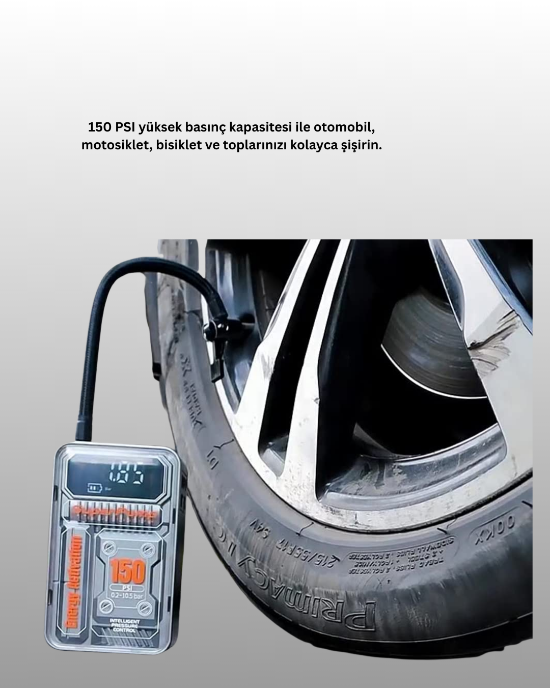 Hızlı Şişirme Güçlü Motorlu 150 PSI Araba Lastik Pompası