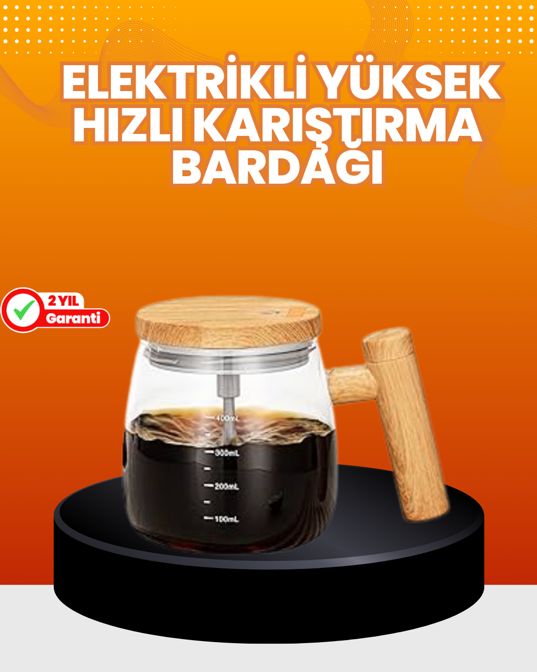 Manyetik Karıştırıcı Kupa – 400 ml, C Tipi Şarjlı, Akıllı Tasarım