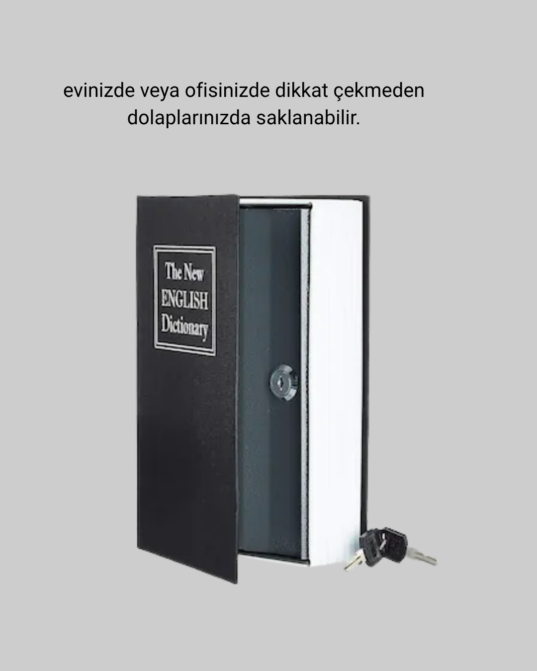 Anahtarlı Gizli Kitap Kasa – Metal İç Yapı, Kamuflajlı Sözlük Tasarım