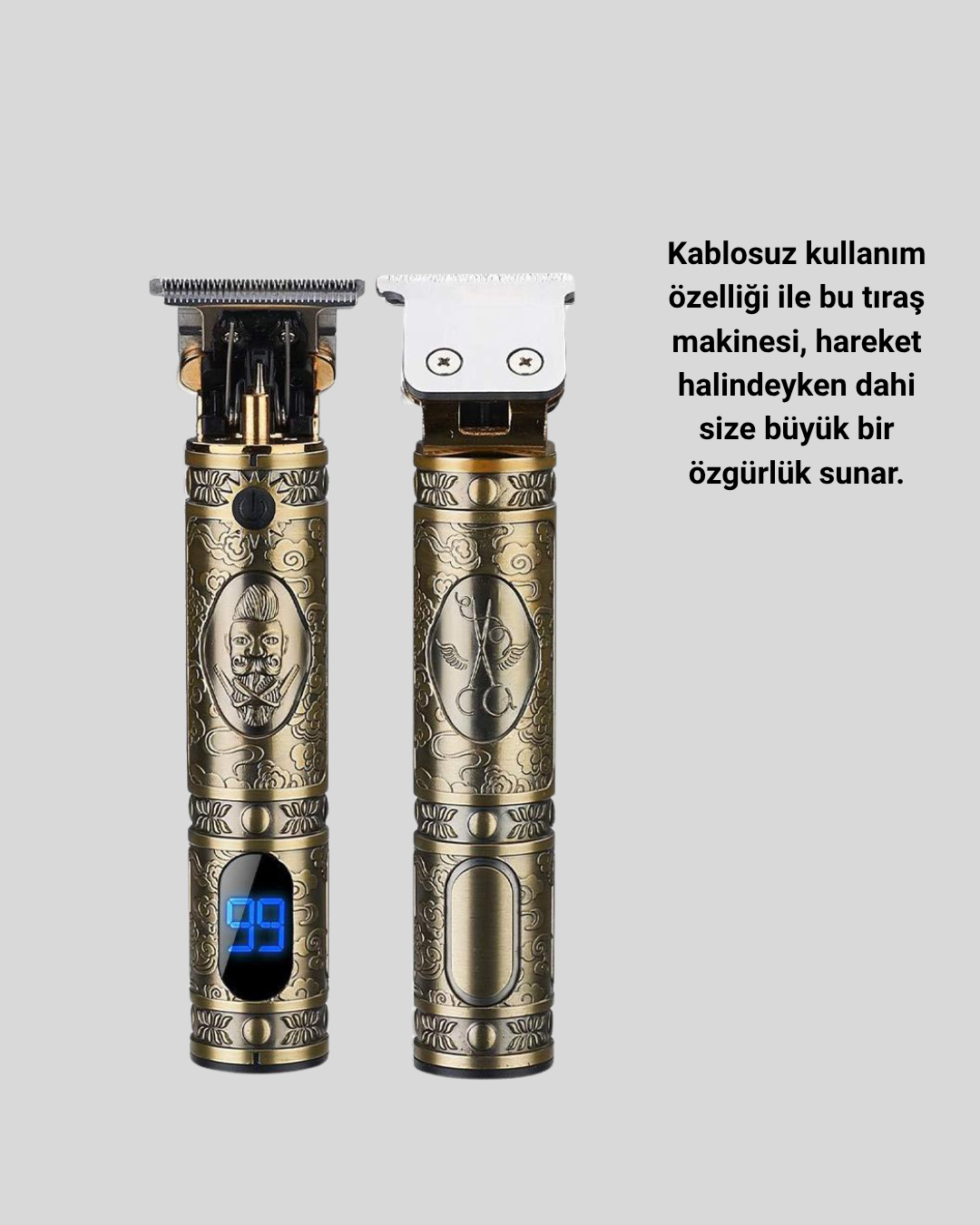 Profesyonel Kablosuz Tıraş Makinesi – 1-2 Saat Kesintisiz Kullanım