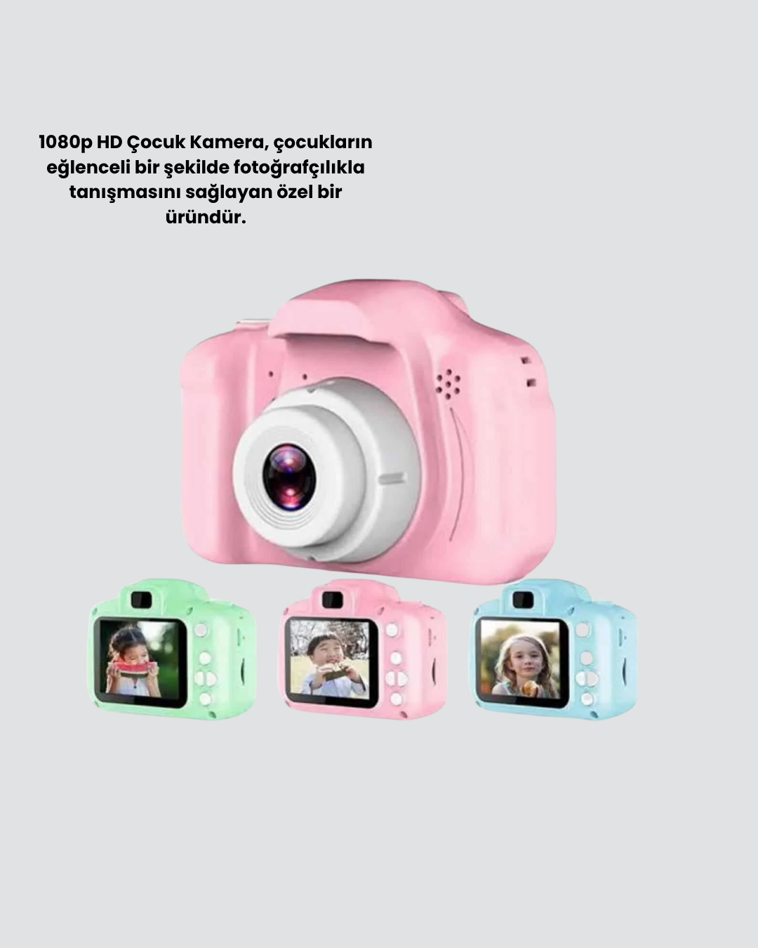 Çocuklar İçin Mini Dijital Kamera – 1080p HD, 2.0 İnç Ekran, Komik Filtreli ve Şarjlı