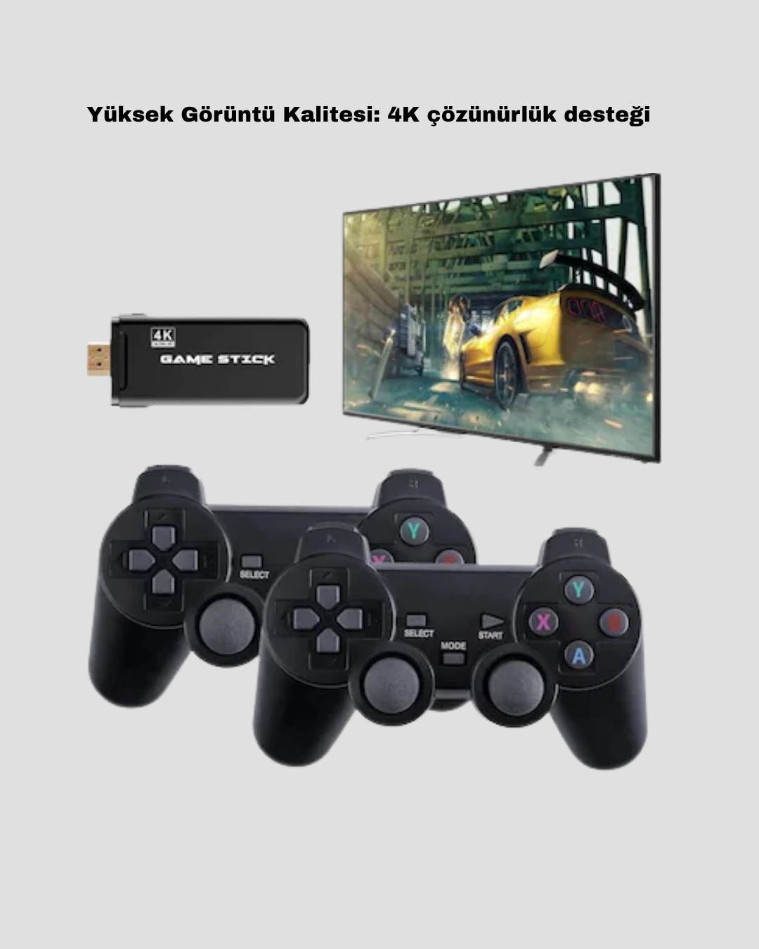 20000 Oyunlu 4K Retro Game Stick – Kablosuz Çift Kollu Atari Konsolu