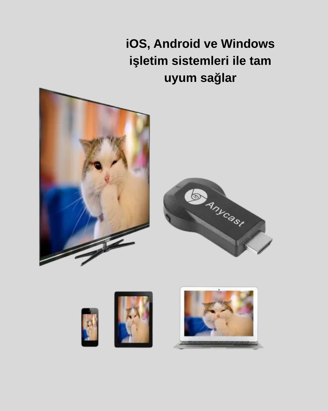 M9 Plus Kablosuz HDMI Görüntü Aktarıcı – Tak Çalıştır, iOS Android Windows Uyumlu