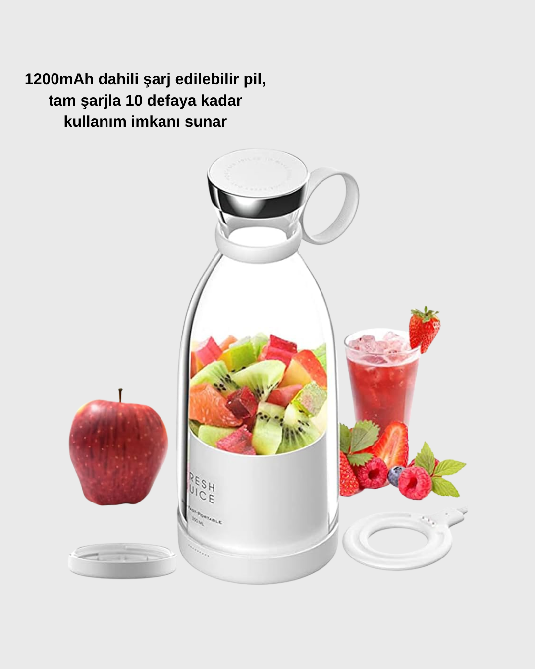 Kablosuz Taşınabilir Mini Blender – USB Şarjlı, 1200mAh