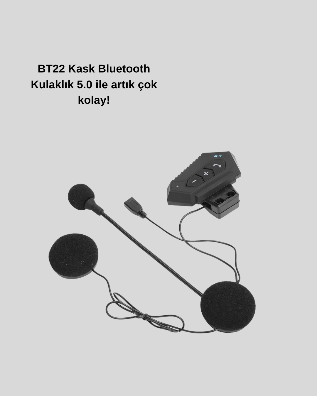 BT22 Kablosuz Kask Kulaklığı – Bluetooth 5.0, Intercom, Su Geçirmez ve Uzun Ömürlü Batarya Yeni Nesil