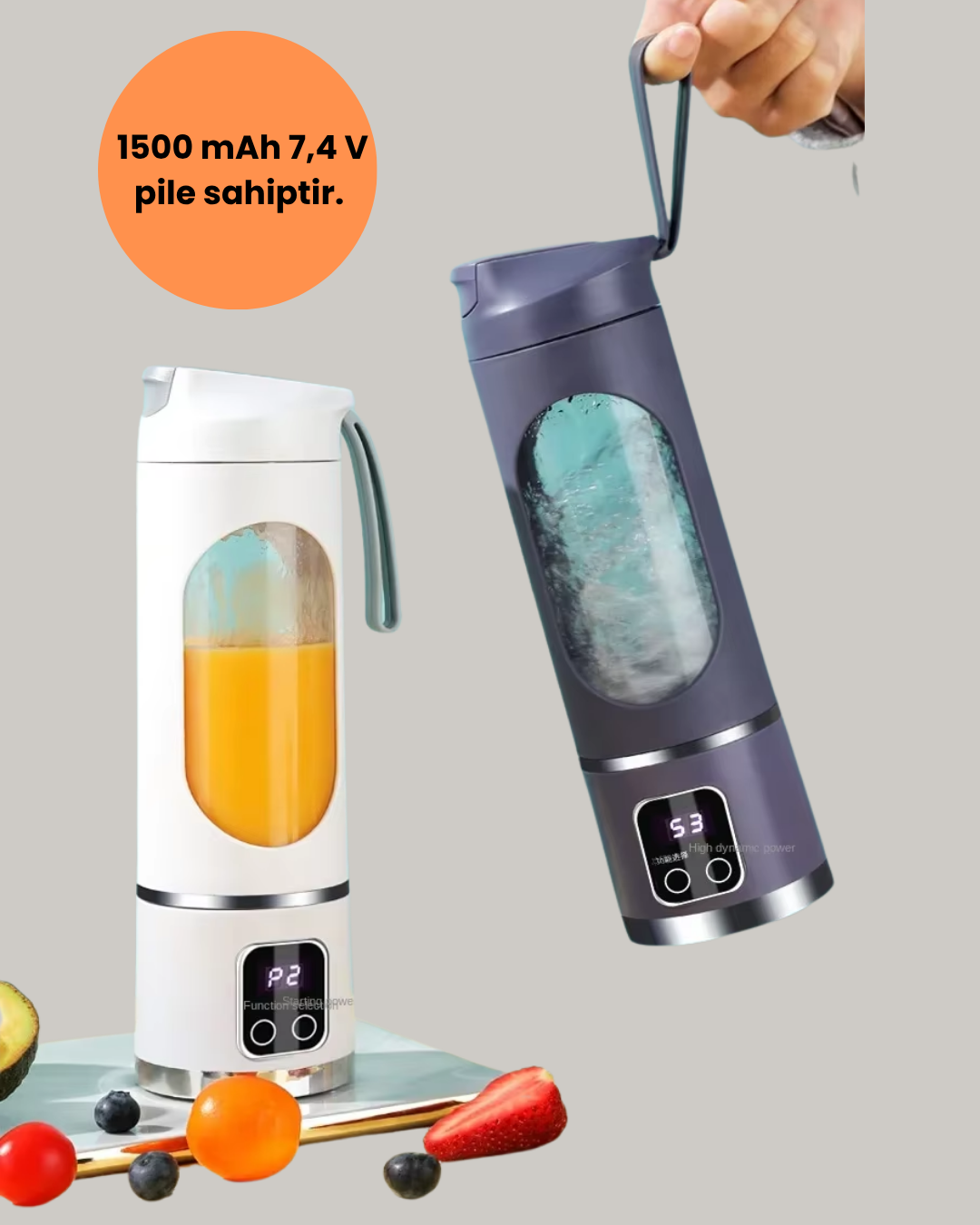 12 Bıçaklı Şarjlı Meyve Sıkacağı – Tip-C Taşınabilir Blender 450 ml
