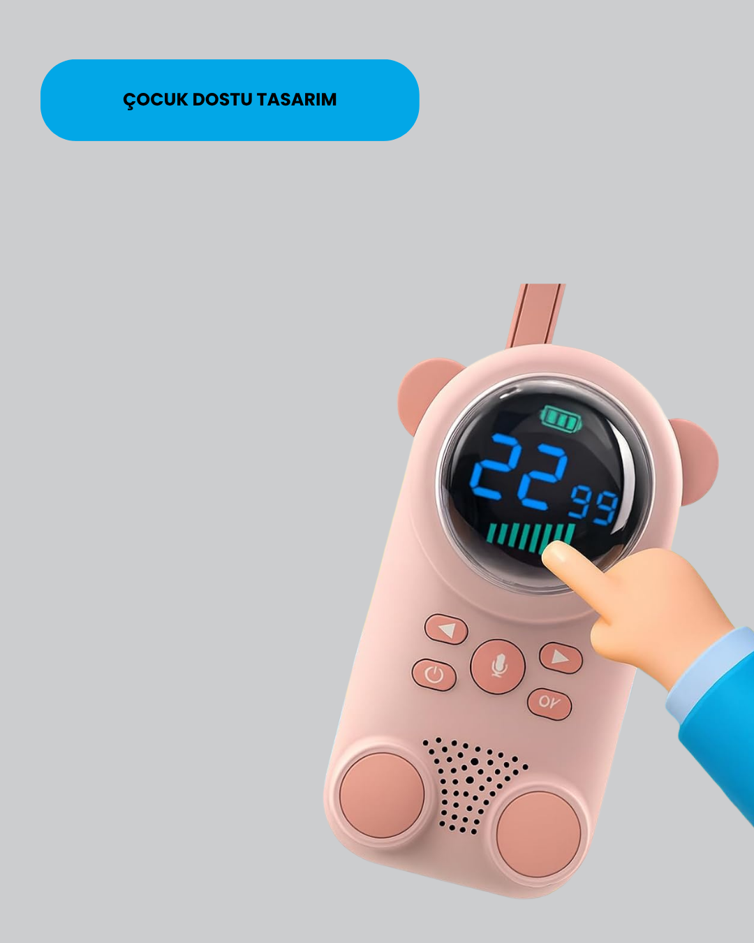 Uzun Menzilli Bebek Telsizi – VOX Modlu, Renkli LCD Ekranlı
