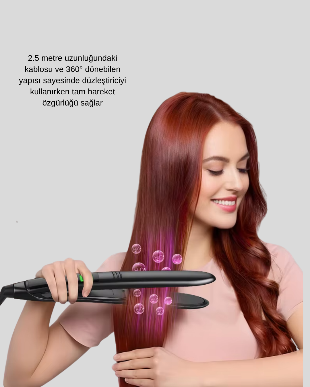 Titanyum Kaplamalı Saç Düzleştirici – Nem Koruma Sensörü