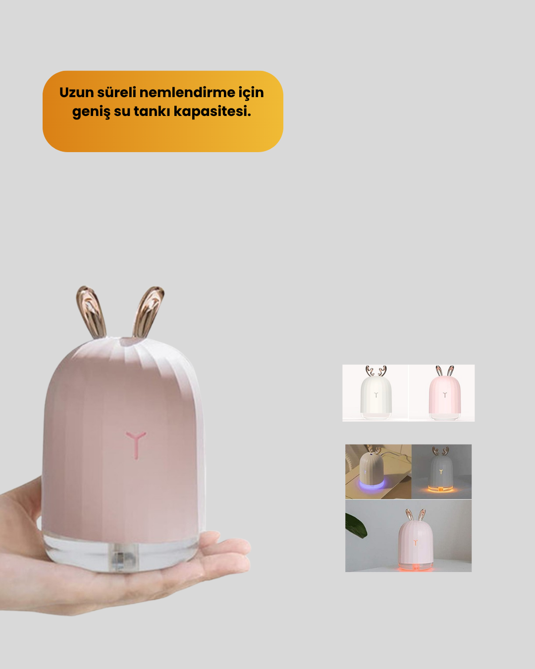 Beyaz Renk Ultrasonik Hava Nemlendirici ve Aromaterapi Difüzörü
