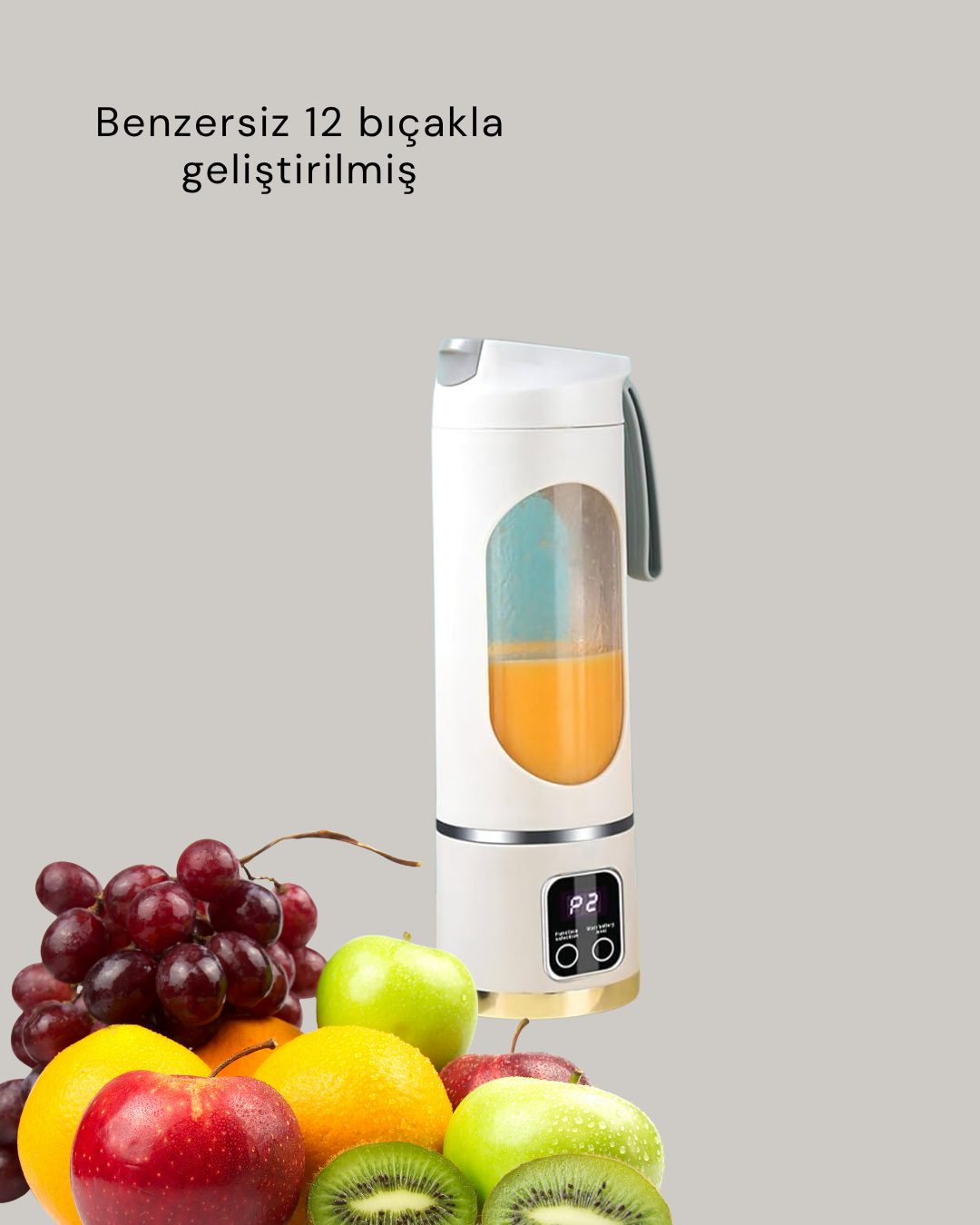 12 Bıçaklı Şarjlı Meyve Sıkacağı – Tip-C Taşınabilir Blender 450 ml