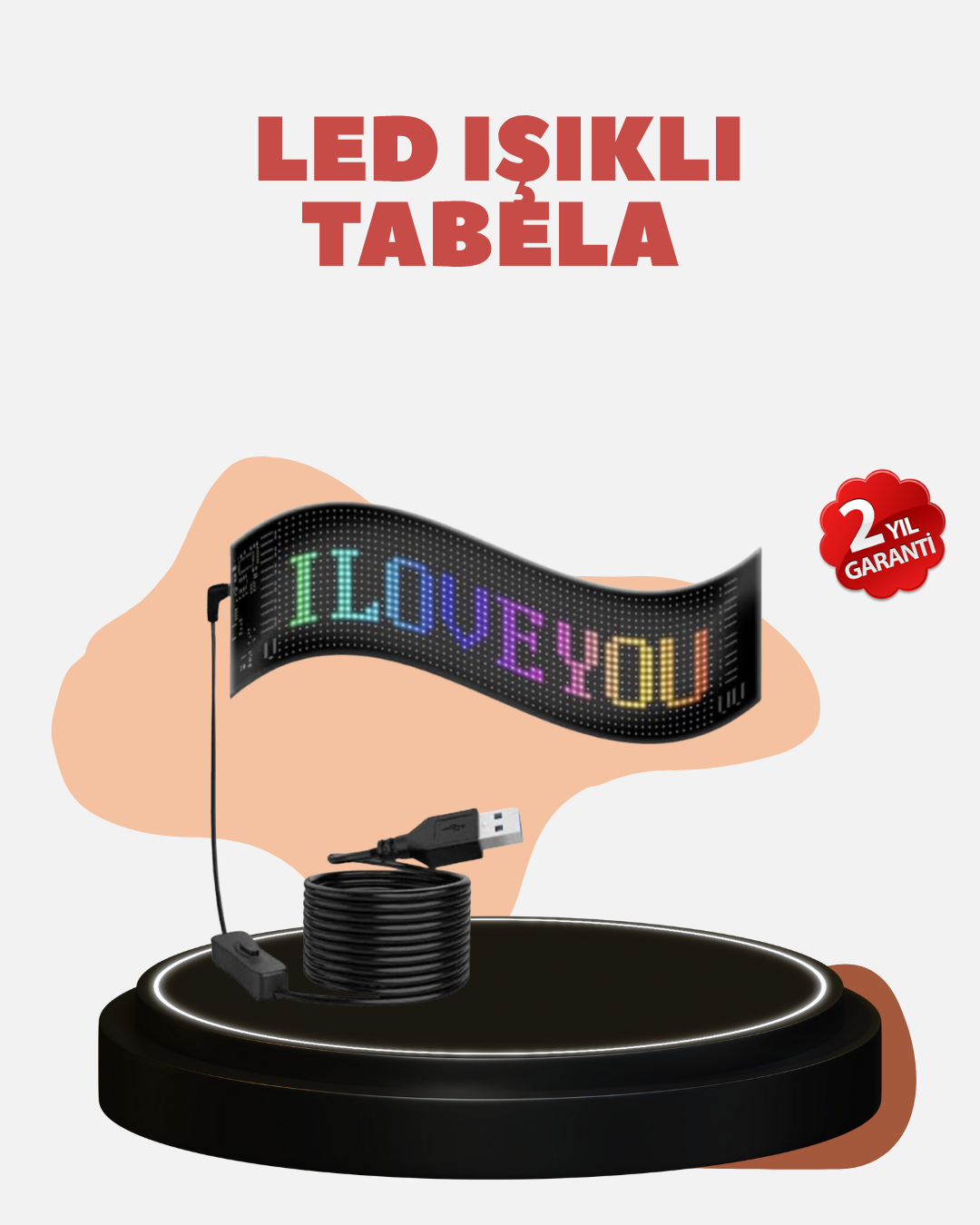 Kayan Yazı Destekli RGB LED Reklam Paneli USB ile Kolay Kurulumlu