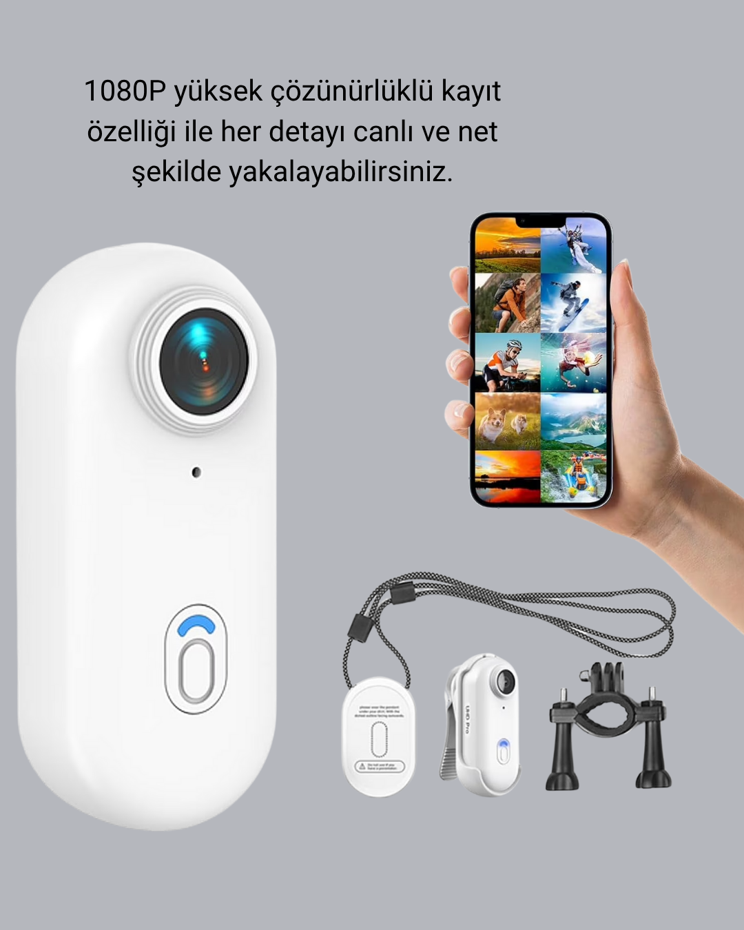 4K Full HD Spor Kamerası 360° Klips ve WiFi Özellikli
