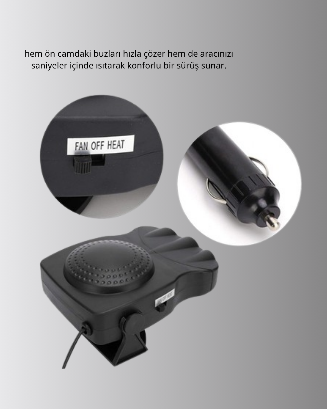 150W Araç İçi Isıtıcı ve Fan Kompakt Tasarım ve Hızlı Isıtma Özellikli