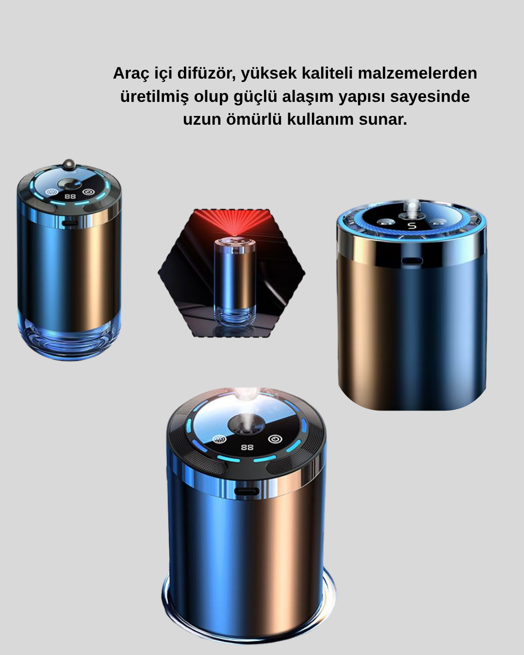 Araç İçi Difüzör Yıldız Projeksiyonlu ve Aromaterapi Özellikli
