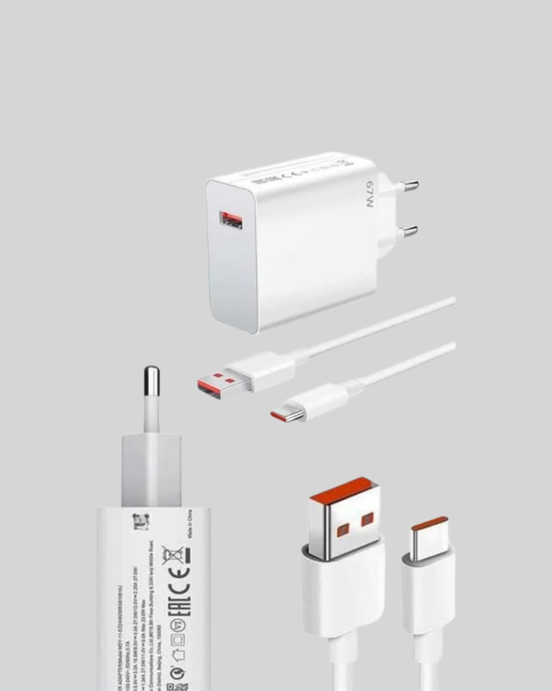 67 Watt Type C Şarj Adaptörü Poco X3 X4 X5 Pro Uyumlu