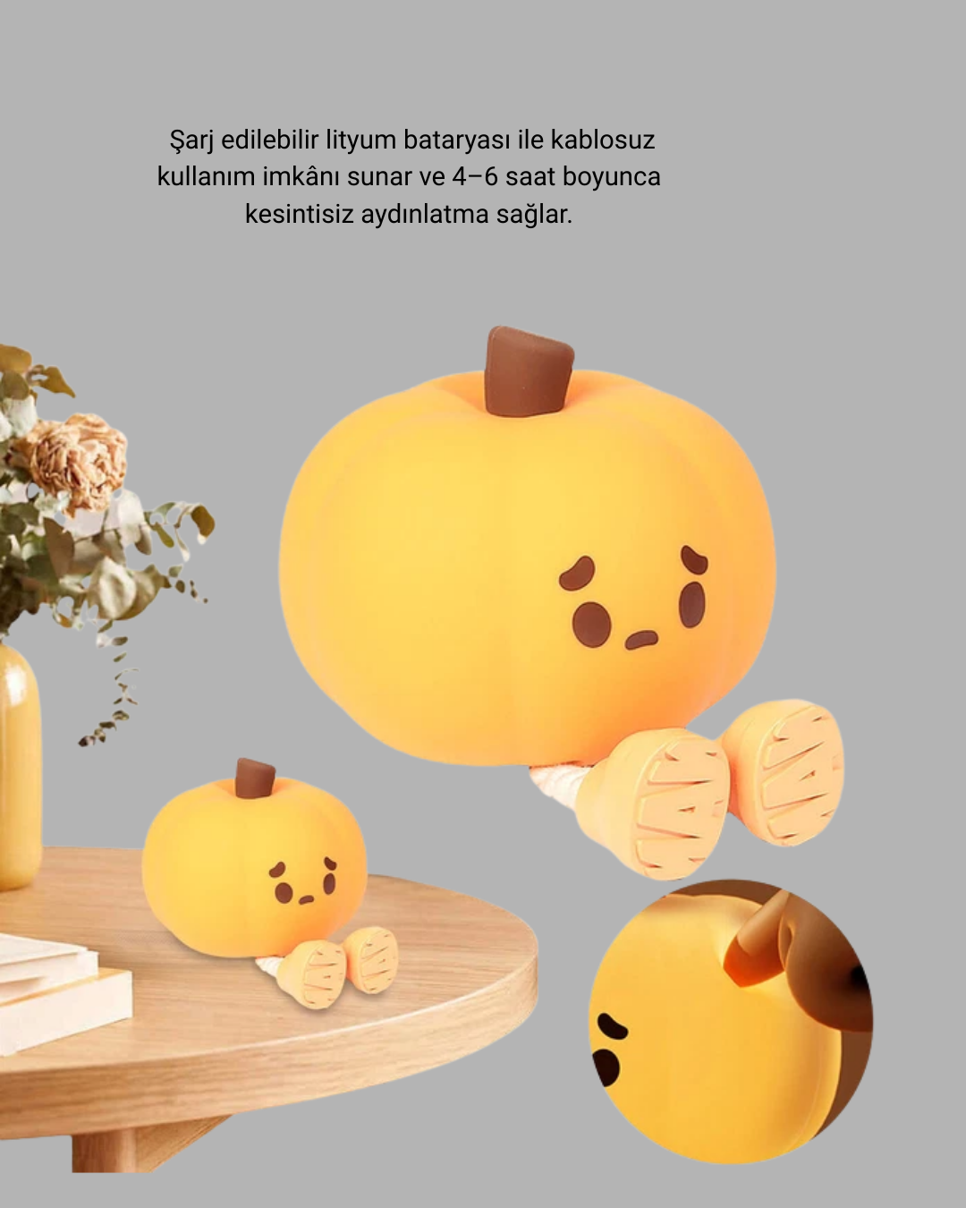 Pumpkin LED Gece Lambası Üç Kademeli Işık Ayarlı Yeni Nesil