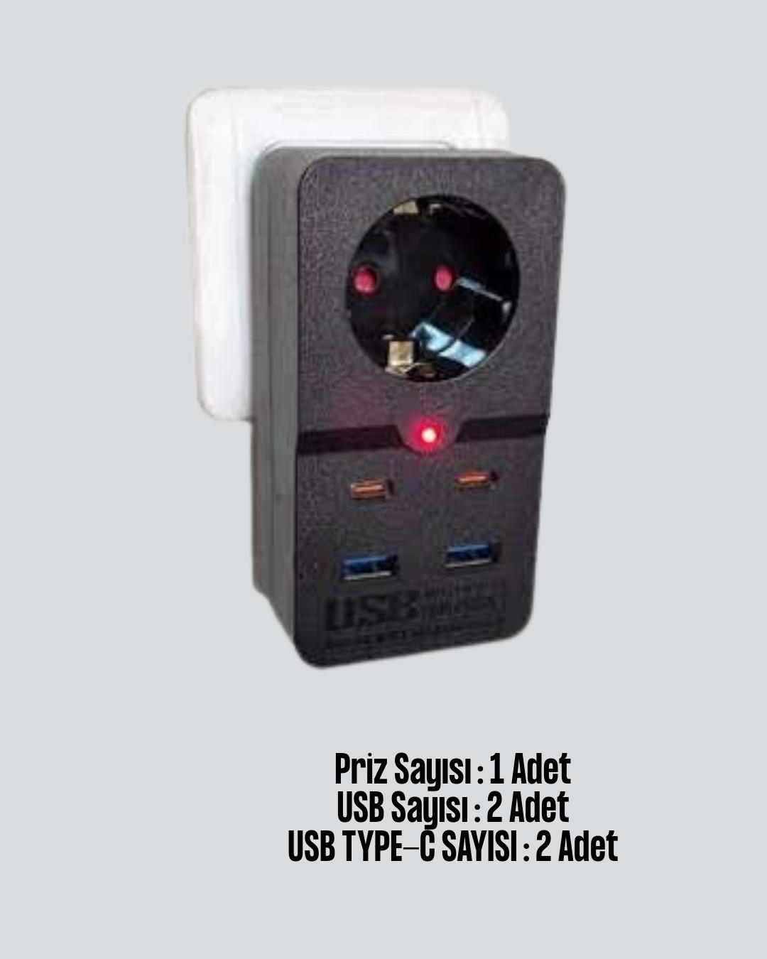 Akıllı Akım Dengelemeli Priz 2500W 4 USB Type C Çıkışlı