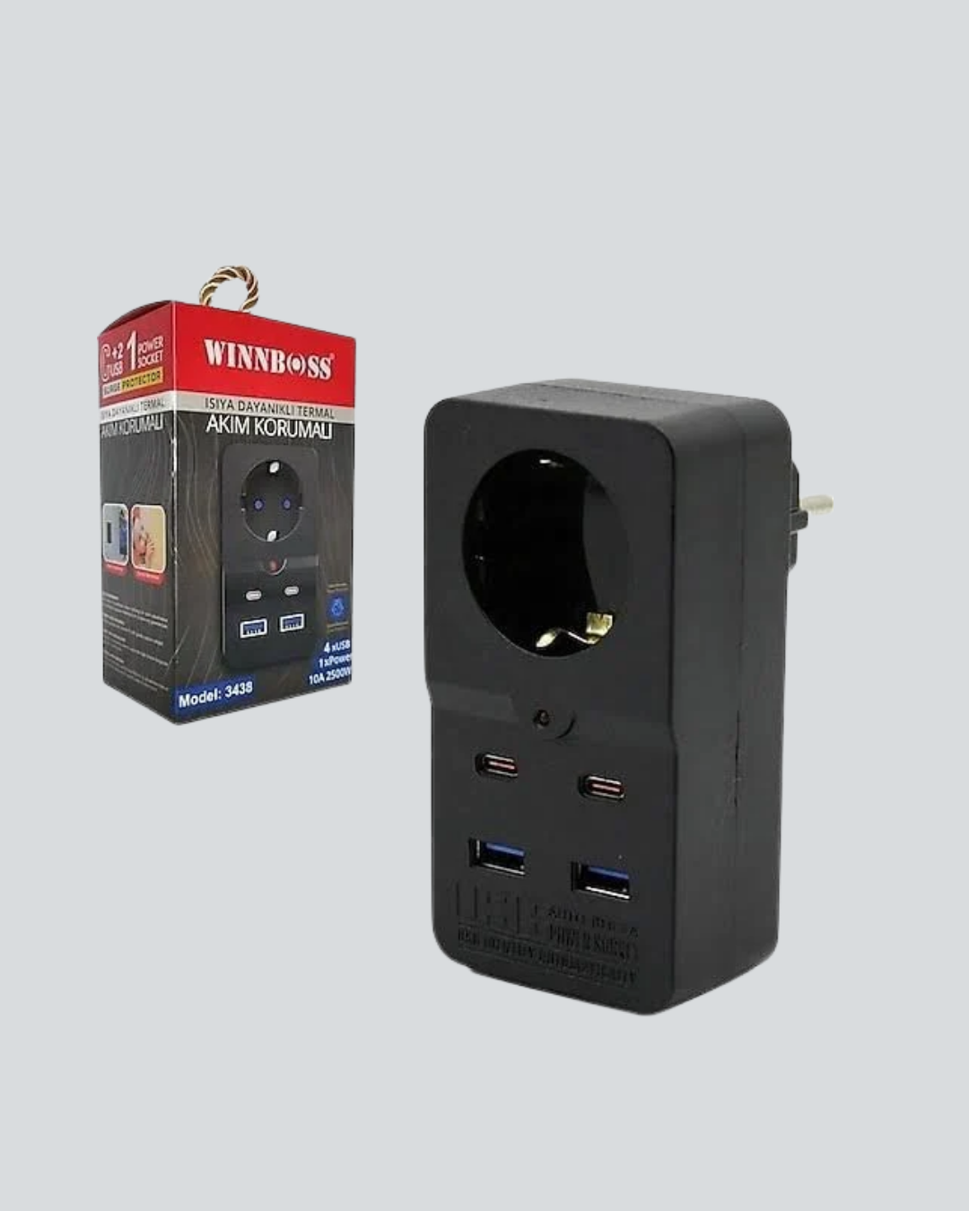 Akıllı Akım Dengelemeli Priz 2500W 4 USB Type C Çıkışlı