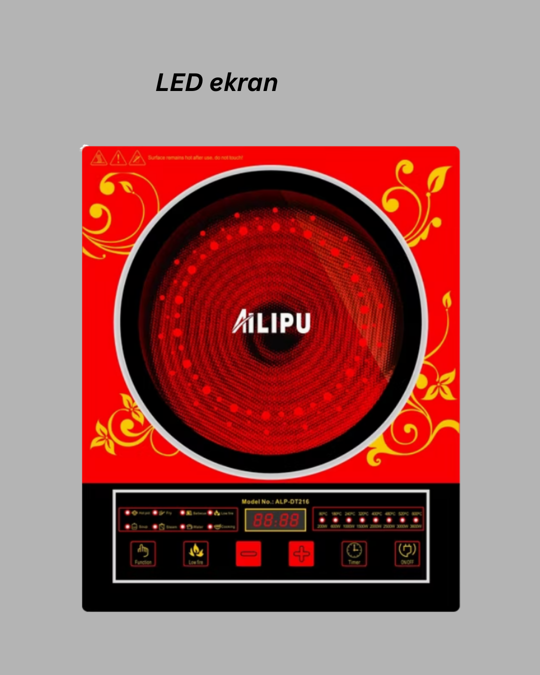 8 Programlı LED Ekranlı İndüksiyon Ocak 80–270°C Sıcaklık Ayarı