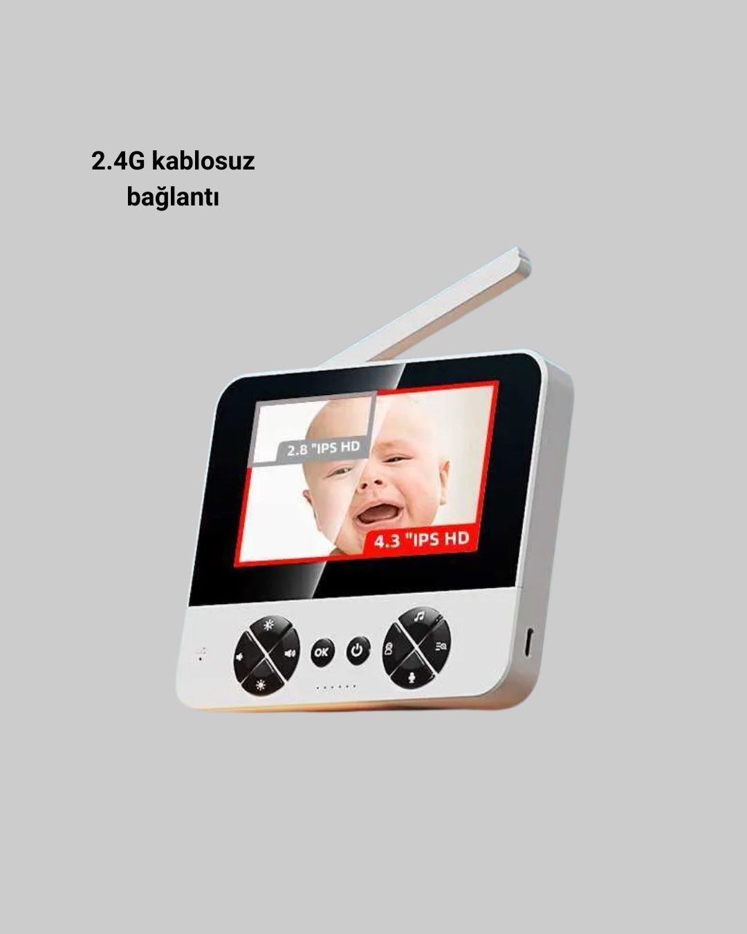Görüntülü Bebek Monitörü 4.3 İnç Ekran ve Sesli İletişim