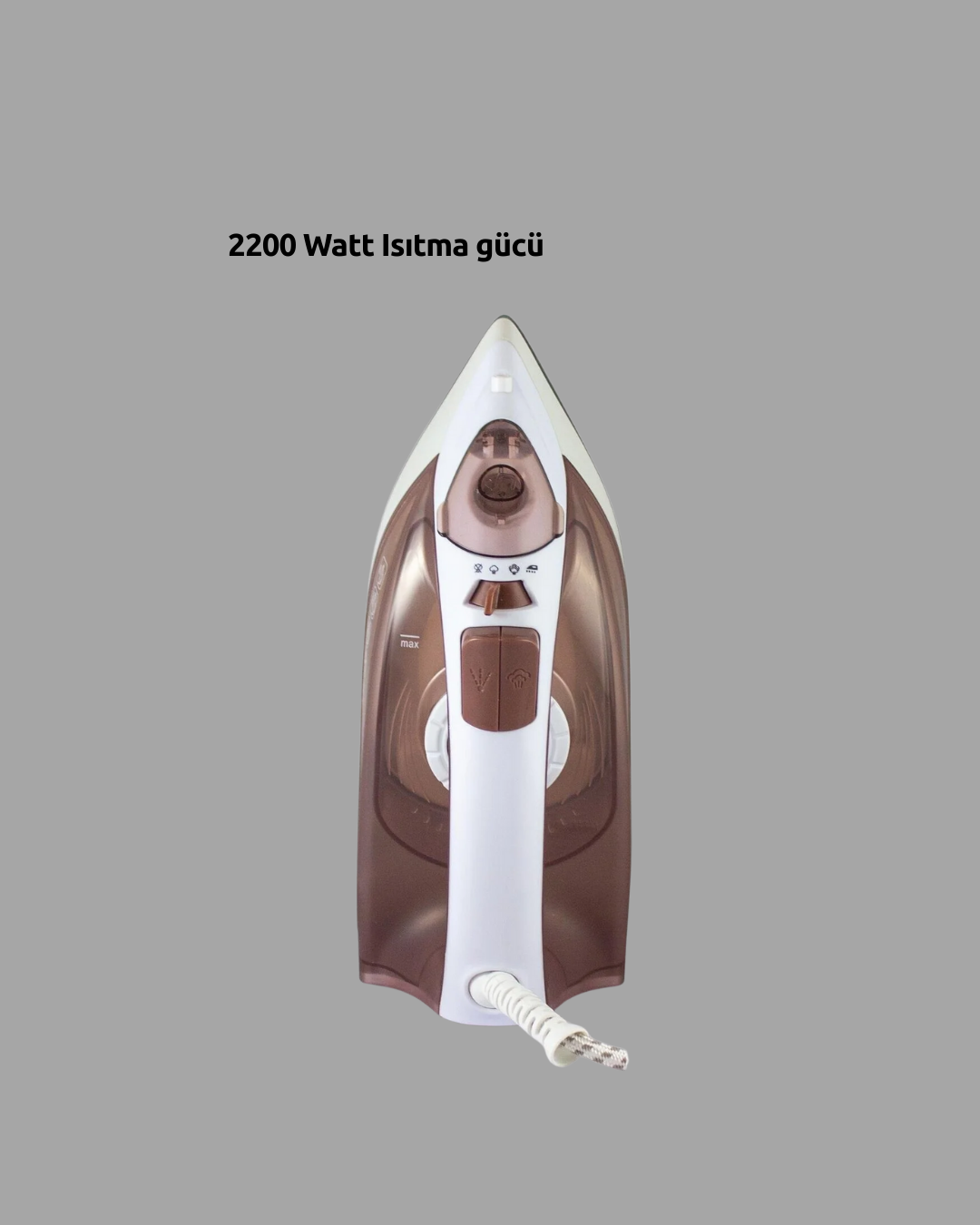 Buharlı Ütü 2200W Seramik Taban 300 ml Kahverengi Dikey Ütüleme