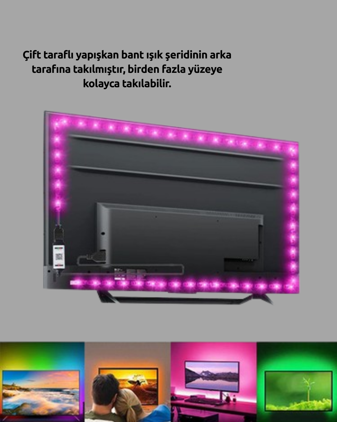 Müzikle Senkronize LED Şerit TV Aydınlatma