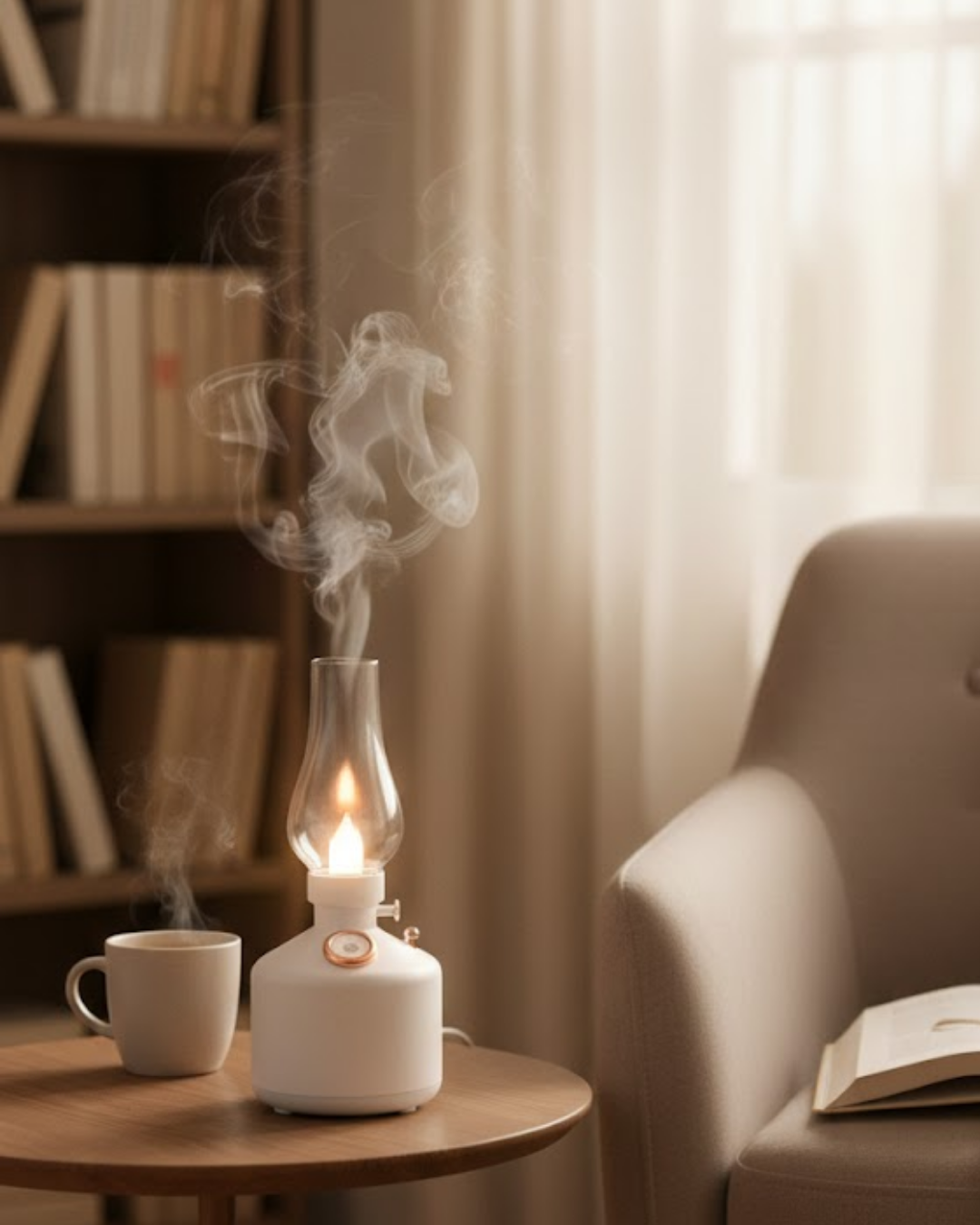 Retro LED Işıklı 1200 mAh Şarjlı Aroma Difüzörü 280 ml Su Kapasiteli