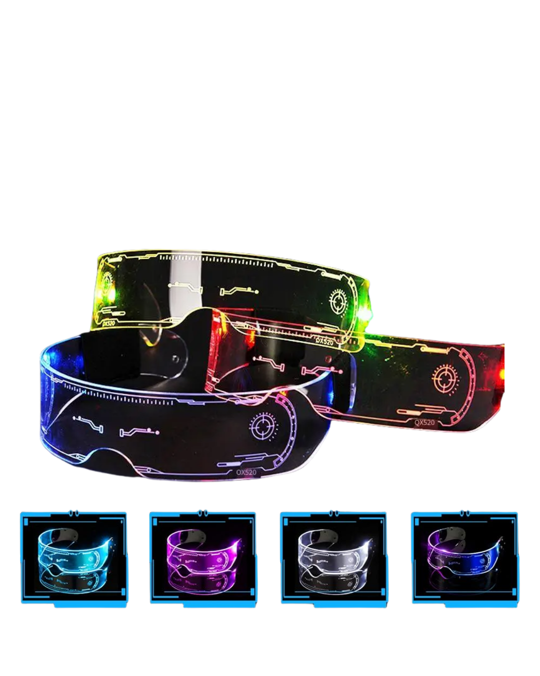 Aydınlatmalı LED Parti Gözlüğü Çok Renkli Modlu Cyberpunk Tasarım