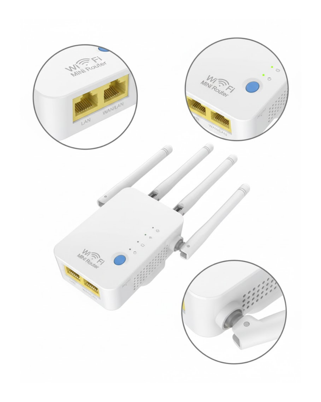 Ev ve Ofis İçin WiFi Güçlendirici WPS Düğmeli Güvenli Tekrarlayıcı