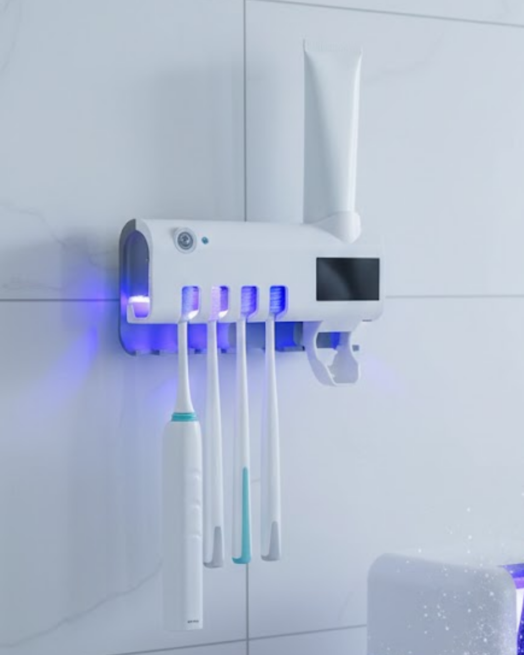 Sensörlü UV Sterilize Diş Fırçası Tutucu ve Macun Sıkma Aparatı