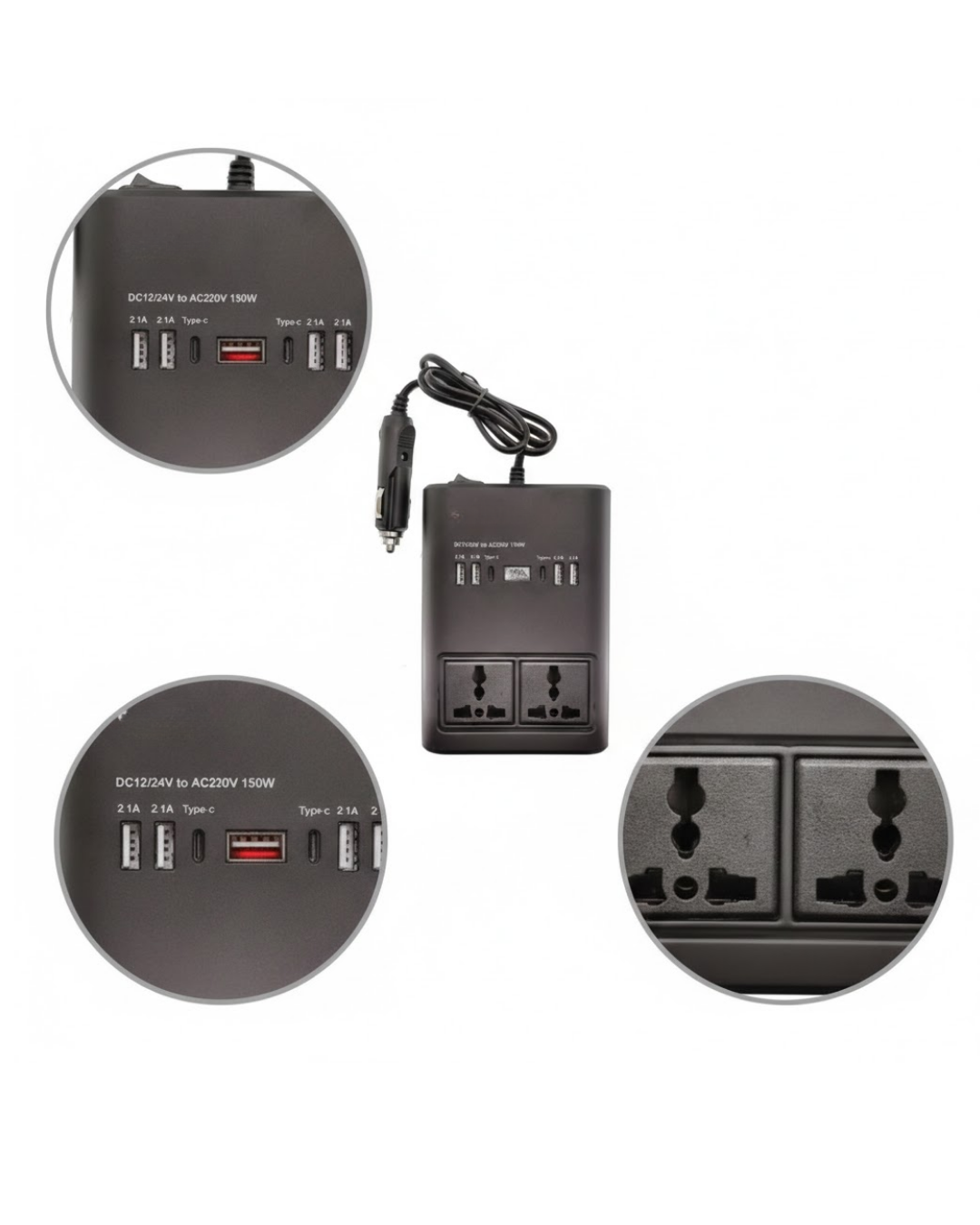 Araç Çakmak Girişli Güç İnvertörü 150W