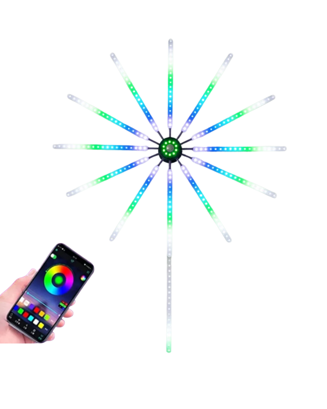Akıllı RGB LED Havai Fişek Duvar Lambası Kumandalı ve Uygulama Kontrollü