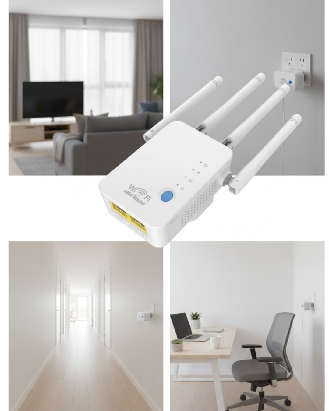 Ev ve Ofis İçin WiFi Güçlendirici WPS Düğmeli Güvenli Tekrarlayıcı