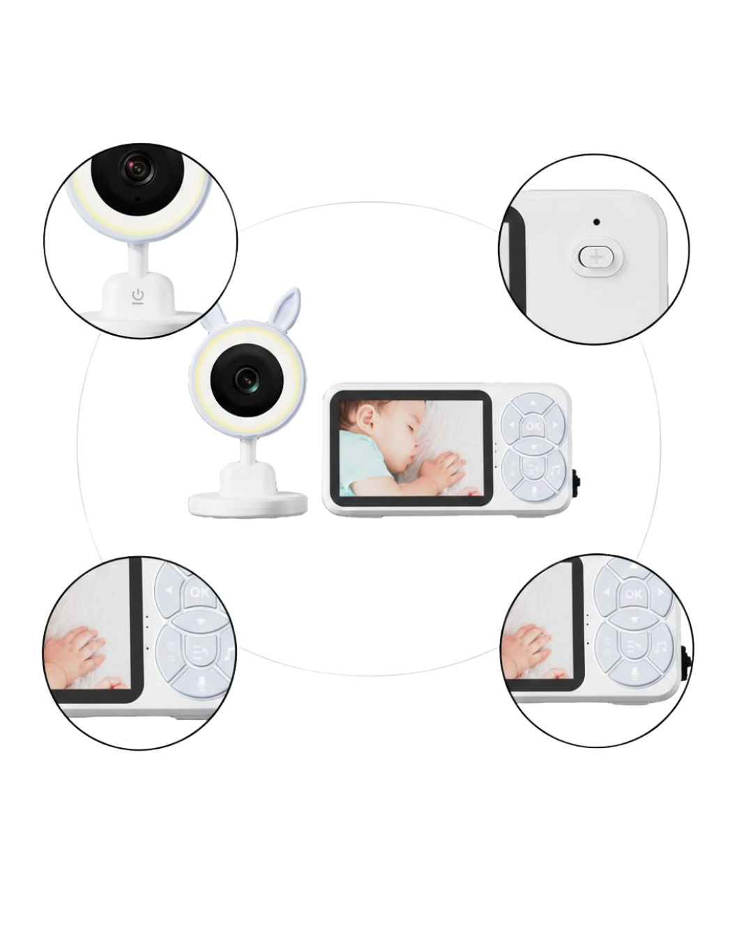 Gece Görüşlü Bebek Telsizi Besleme Hatırlatıcılı LCD Ekran Yeni Nesil