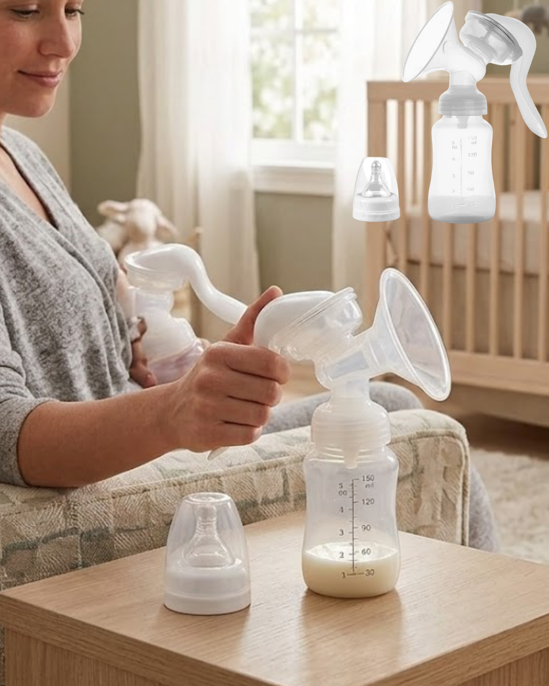Manuel Göğüs Pompası Masaj Özellikli BPA İçermez Taşınabilir 180 ML