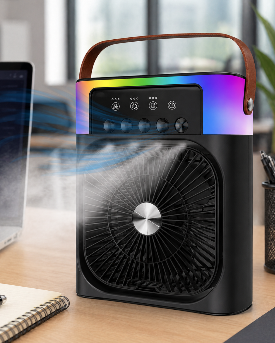 Mini Klima Fan Buharlı Soğutucu RGB Led Işıklı Taşınabilir Masaüstü Fan