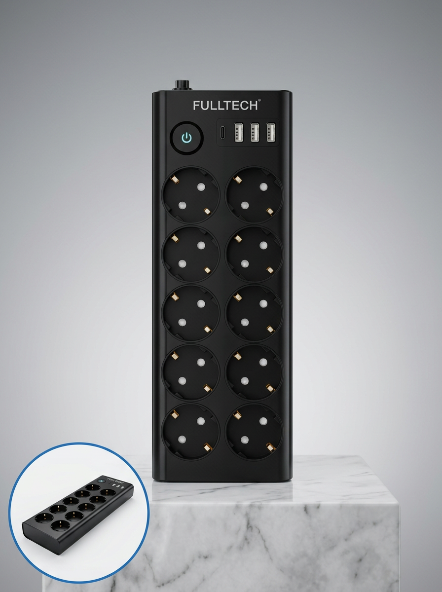 USB ve Type-C Şarj Özellikli 10'lu Çoklu Priz
