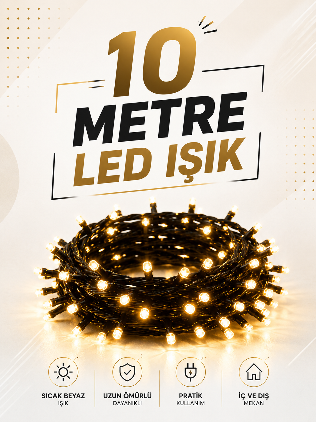10 Metre LED Işıklı Dekoratif Parti ve Kutlama Aydınlatması