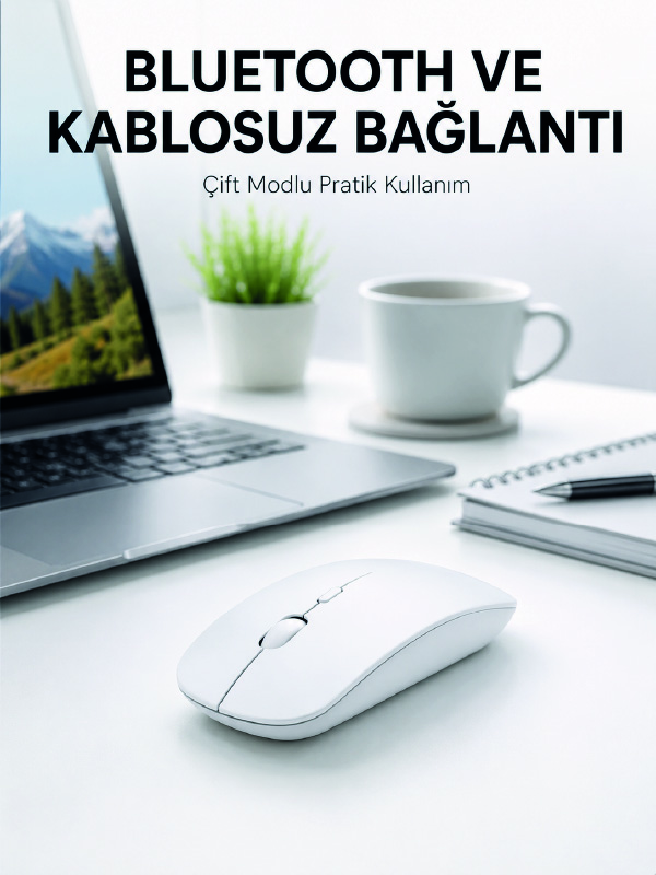 Bluetooth Kablosuz Wireless Mouse Şarjlı Sessiz Ergonomik 5000 DPI Fare