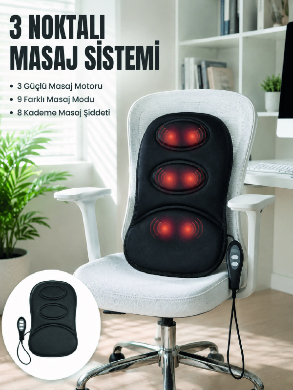 Titreşimli Masaj Koltuk Minderi Kademe Şiddet Ayarlı Isıtma Fonksiyonlu Masaj Pedi